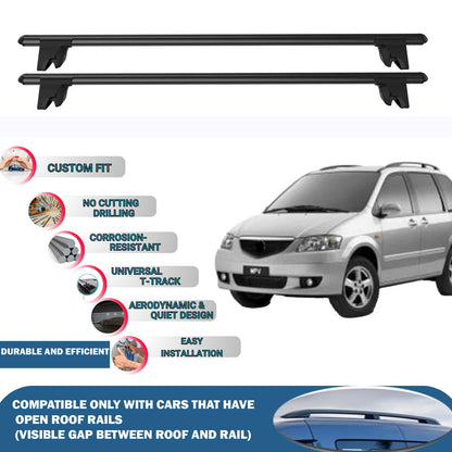 Lockable Roof Rack Cross Bars for Mazda Mpv 1999-2006 | Heavy Duty Rail Carrier 2 Pcs Black