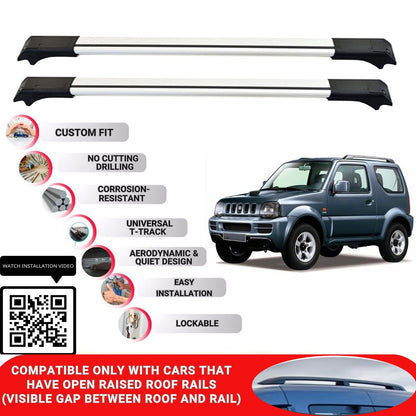 Roof Rack Cross Bars for Suzuki Jimny 1998-2018 Lockable Roof Bars 2 Pcs Grey