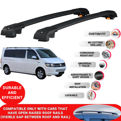 Roof Bar for Volkswagen Caravelle T6 2016-+ Lockable Roof Rack Cross Bars 2 Pcs Black