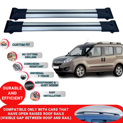 Roof Racks Cross Bars ForVauxhallCombo D 2012-2019 2 Pcs Grey