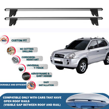 Lockable Roof Rack Cross Bars for Hyundai Tucson JM 2004-2009 | Heavy Duty Rail Carrier 2 Pcs Grey