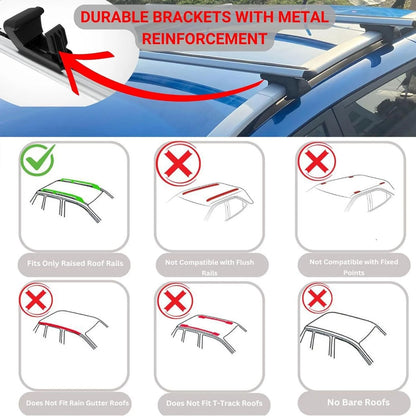 Roof Rack Cross Bars for Jeep Renegade 2014+ Aluminum Roof Bars 2 Pcs Silver