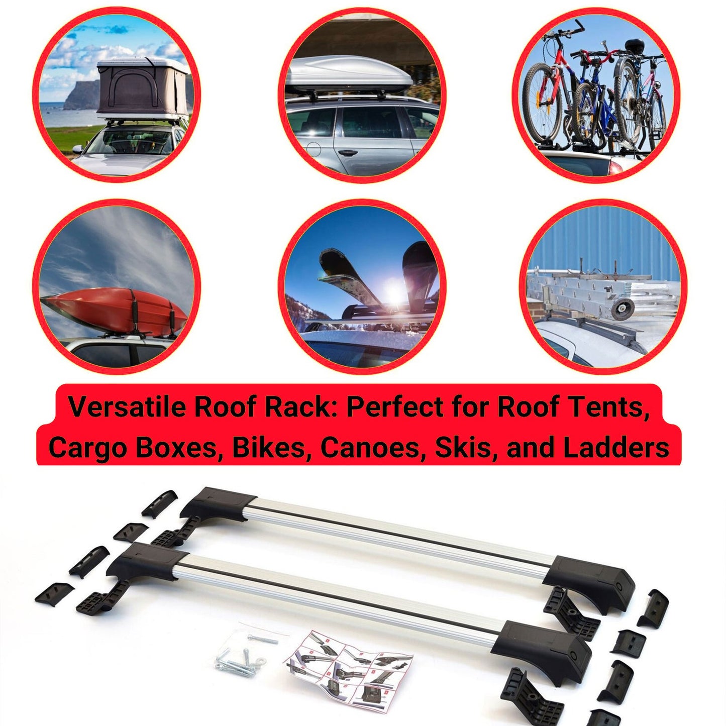 Roof Rack Cross Bars for Toyota 4 Runner 2010+ Lockable Roof Bars 2 Pcs Grey