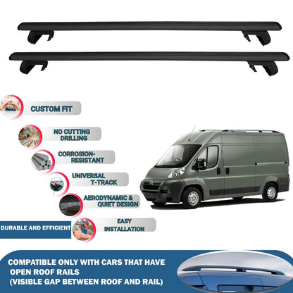 Roof Rack Cross Bars for Citroen Jumper 2006-2024 Rail Carrier for Roof Tents 2 Pcs Black