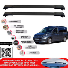 Roof Rack Cross Bars for Vw Caddy Maxi 2021+ Lockable Roof Bars 2 Pcs Black