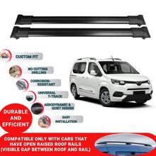 Roof Racks Cross Bars For Toyota Proace City Verso 2016-2023 2 Pcs Black