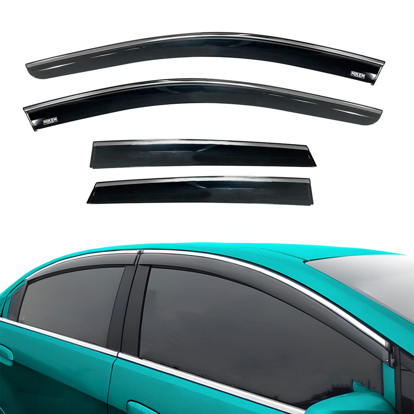Chrome Car Wind Deflector Set for Vw Taigo 2021 Onwards - Rain Guard 4 pcs
