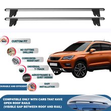 Lockable Roof Rack Cross Bars for Seat Ateca 2016-2023 | Heavy Duty Rail Carrier 2 Pcs Grey