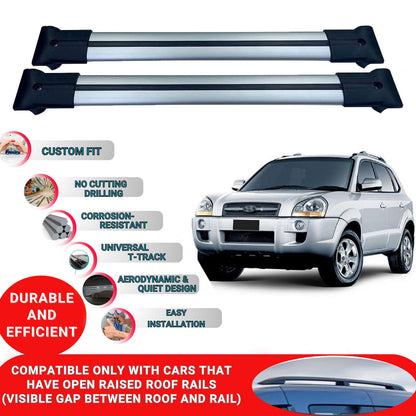 Roof Racks Cross Bars For Hyundai Tucson 2004-2009 2 Pcs Grey