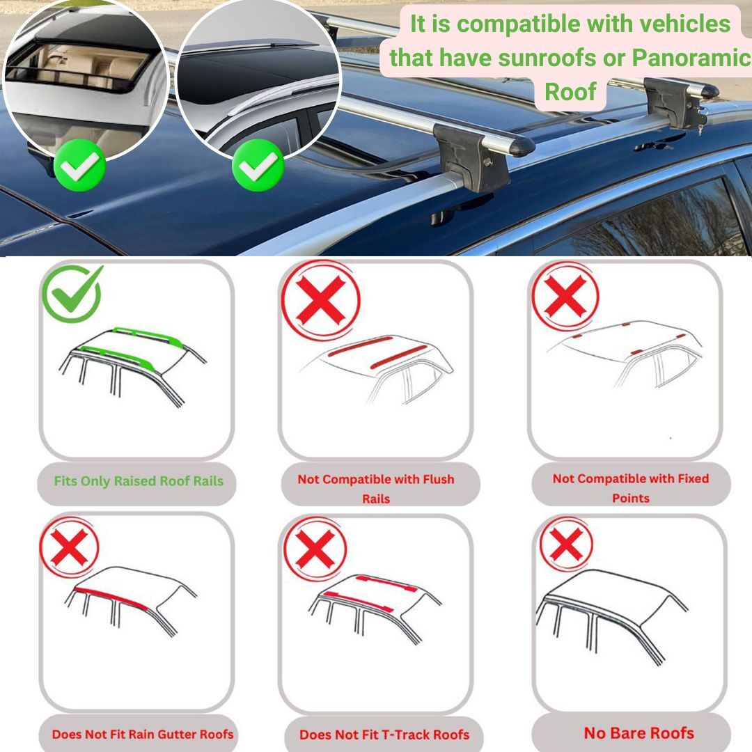 Lockable Roof Rack Cross Bars for Ssangyong Musso Pick-Up 2018-2024 | Heavy Duty Rail Carrier 2 Pcs Black