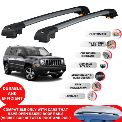 Roof Bar for Jeep Patriot 2007-2017 Lockable Roof Rack Cross Bars 2 Pcs Grey
