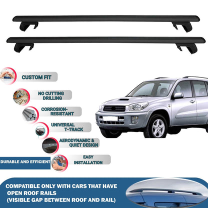 Roof Rack Cross Bars for Toyota Rav4 XA 2000-2005 Rail Carrier for Roof Tents 2 Pcs Black