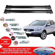 Roof Racks Cross Bars For Nissan Qashqai 2006-2013 2 Pcs Black