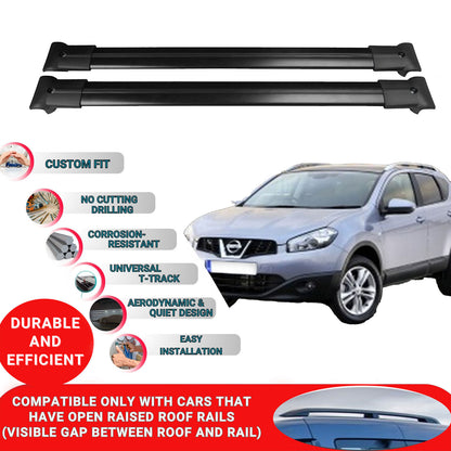 Roof Racks Cross Bars For Nissan Qashqai 2006-2013 2 Pcs Black