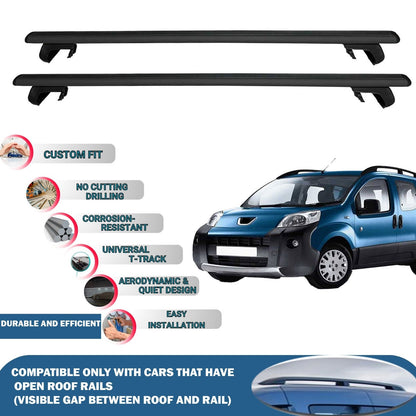 Roof Rack Cross Bars for Peugeot Bipper 2008-2017 Rail Carrier for Roof Tents 2 Pcs Black