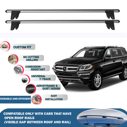 Lockable Roof Rack Cross Bars for Mercedes Gl-Class X166 2013-2016 | Heavy Duty Rail Carrier 2 Pcs Grey