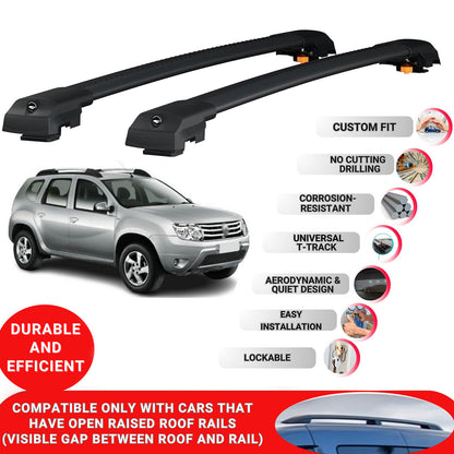Roof Bar for Renault Duster (Hs) 2010-2013 Lockable Roof Rack Cross Bars 2 Pcs Black