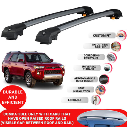 Roof Bar for Toyota Runner 2010-2023 Lockable Roof Rack Cross Bars 2 Pcs Grey