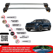 Premium Roof Bars For Kia Tellirude Suv 2020+ Secure Roof Rack Cross Bar 2 Pcss Grey