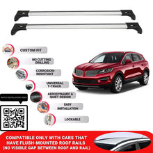 Roof Bars for Lincoln Mkc 2015-2019 Lockable Roof Rack Cross Bars 2 Pcs Grey