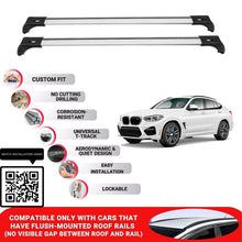 Roof Bars for Bmw X4 F26 2015-2018 Lockable Roof Rack Cross Bars 2 Pcs Grey