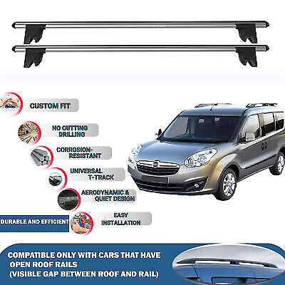 Car Roof Rack Cross Bars for Opel Combo D 2012-2018, Kayak Roof Rack 4 Pcs Grey