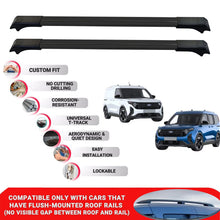 2X Car Roof Rack for Ford Transit Tourneo Courier 2023+ Lockable Roof Bars Black