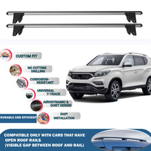 Lockable Roof Rack Cross Bars for Ssangyong Rexton 2017-2023 | Heavy Duty Rail Carrier 2 Pcs Grey
