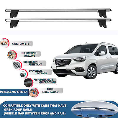 Car Roof Rack Cross Bars for Opel Combo E 2019-2023, Kayak Roof Rack 4 Pcs Grey