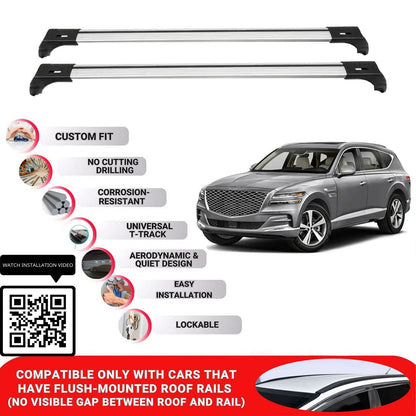 Roof Bars for Genesis Gv80 2020+ Lockable Roof Rack Cross Bars 2 Pcs Grey