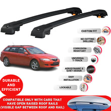 Roof Bar for Mazda 6 Wagon/Estate 2002-2007 Lockable Roof Rack Cross Bars 2 Pcs Black