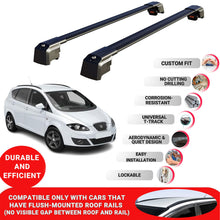 Roof Bars Rack for Seat Altea XL 2006-2015 Lockable Rail Carrier 2 Pcs Black