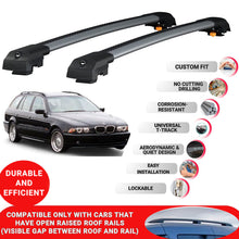 Roof Bar for Bmw 5 Touring (E39) 1996-2003 Lockable Roof Rack Cross Bars 2 Pcs Grey