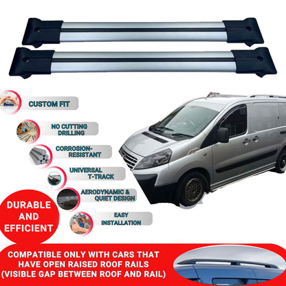 Roof Racks Cross Bars For Citroen Dispatch / Jumpy 2007-2016 2 Pcs Grey