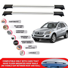 2X Car Roof Rack for Mercedes M-Class W164 2006-2011 Lockable Roof Bars Grey