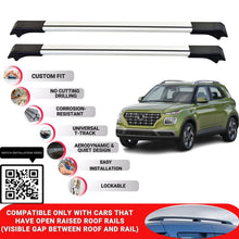 Roof Rack Cross Bars for Hyundai Venue 2020+ Lockable Roof Bars 2 Pcs Grey