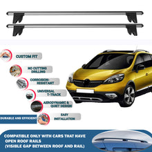 Lockable Roof Rack Cross Bars for Renault Grand X Mod 2012-2016 | Heavy Duty Rail Carrier 2 Pcs Grey