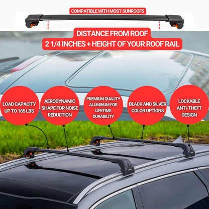 Premium Roof Bars For Genesis Gv70 Suv 2022+ Secure Roof Rack Cross Bar 2 Pcss Black