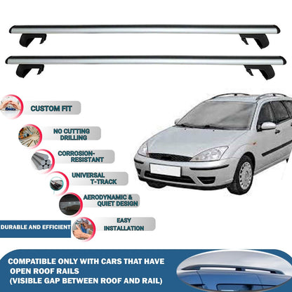 Roof Rack Cross Bars for Ford Focus Wagon 1999-2005 Rail Carrier for Roof Tents 2 Pcs Grey