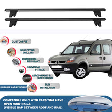 Lockable Roof Rack Cross Bars for Renault Kangoo 2004-2008 | Heavy Duty Rail Carrier 2 Pcs Black