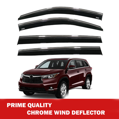 Chrome Window Wind Deflector for Toyota Highlander 2015+ Rain Guard Visors 4 pcs
