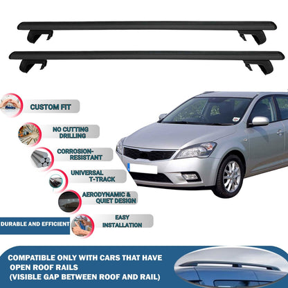 Roof Rack Cross Bars for Kia Cee'D Sporty Wagon 2007-2012 Rail Carrier for Roof Tents 2 Pcs Black