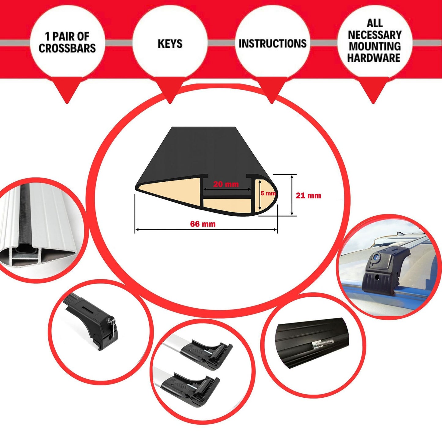 Car Roof Bars for Audi Q7 2016-2025 Lockable Roof Rack Cross Bars 2 Pcs Black