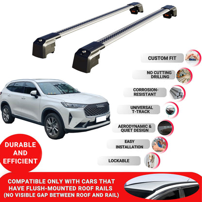 Roof Bars Rack for Great Wall Haval H6 2017+ Lockable Rail Carrier 2 Pcs Grey