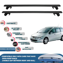 Roof Rack Cross Bars for Peugeot 307 SW 2001-2008 Rail Carrier for Roof Tents 2 Pcs Black