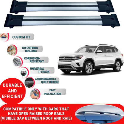 Roof Rack Cross Bars for Vw Atlas Suv 2018-2023 Aluminum Roof Bars 2 Pcs Grey