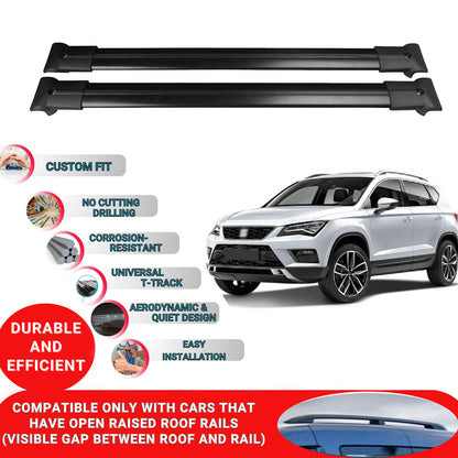 Roof Racks Cross Bars For Seat Ateca 2016-2023 2 Pcs Black