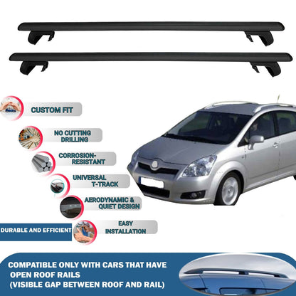 Roof Rack Cross Bars for Toyota Corolla Verso 2002-2009 Rail Carrier for Roof Tents 2 Pcs Black
