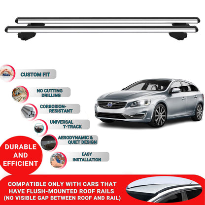 Roof Bars For Volvo V60 SW Estate 2010-2018 Roof Rack Cross Bars 2 Pcs Grey