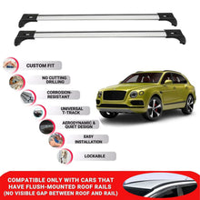 2X Car Roof Bars for Bentley Bentayga 2015+ Lockable Roof Rack Cross Bars Grey